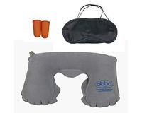 ObboMed SV-1500 Travel Nap Gear Kit - Inflatable Lightweight Portable Neck Shoulder Pillow, Eye Sleep Mask, Hearing Protection Ear Plugs for Resting, Support, Stress Relief, Plane, Bus, Car, Home Use