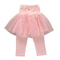1-5T Infant Baby Girls Tulle Tutu Skirts Pants Culottes Bottom Leggings Sequins Star Mesh Gauze Knee-length Bow Dress (Pink, 24M / 100)