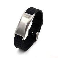 POWER IONICS Mens Womens 3000ions Titanium Magnetic Bracelet Healthy Lover Gifts/002S (Silver/Black)