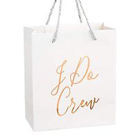 Crisky I Do Crew Gift Bag Rose Gold, Bridesmaid Gift Bags, Loot Bag, Bachelorette Party Bag, Hen Party Bag, Bridal Shower, Team Bride, Set of 12, 4" x 8" x 9"