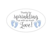 Oval Baby Shower Stickers, Thanks for Showering us, Girl Boy and Gender Neutral Shower Stickers (#681-2-BG-OV)