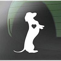 Dachshund Standing Heart 5.5" Dog Body Long Hound Hot Dog Wiener Silhouette Love Diecut Vinyl Decal Sticker Car Laptop Wall MacBook (Choose Color)