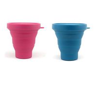 Dandelion Cup Sanitation Container to Clean Menstrual Cup, Set of 2 - Raspberry and Deep Ocean
