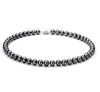 Black 7.5-8.5mm AA Quality Freshwater 925 Sterling Silver Cultured Pearl Necklace For Women-51 in Rope length