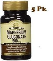 Magnesium Gluconate 500 Mg 90 Tb - From Windmill Pack of 5