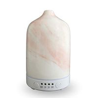 JIUBAJU Unique Marble Finish Aromatherapy Essential Oil Diffuser, 100ml Ultrasonic Whisper Quiet Cool Mist Humidifier with Handcrafted Porcelain Cover-Great Decor Gift for Yoga Mediation Office (red)
