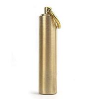 Pill Box Keychain EDC Waterproof Single Chamber Brass Medicine Case for Outdoor Acticities