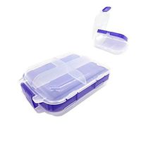 2 Pack Foldable Travel Pill Organizer Medicine Dispenser – 3 Layers with 8 Compartments Waterproof Portable Pill Storage Box Container for Daily Medicine, Vitamin and Fish Oil (Purple*2pcs)