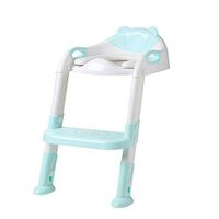 Comfortable Potty Toilet Trainer Seat Stool, Adjustable Ladder Toilet Training Chair Toilet Seat Children Pot for Bathroom,Green