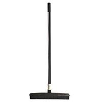 Push Broom - Soft Bristle 48'' Rubber Broom Carpet Sweeper with Squeegee Adjustable Long Handle, Removal Pet Human Hair,Excrement,Rubber Broom Bristles Sweeper Squeegee Scratch Mop (Black-30% Off)