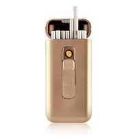 Cigarette Case with Lighter Cigarettes Box Portable 20pcs 100's Slim Cigarettes USB Lighters 2 in 1 Rechargeable Flameless Windproof Electric Lighter (Rose Gold)