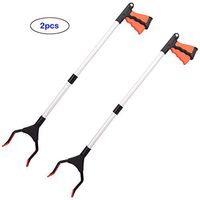 Velidy 2pcs Foldable Grabber Tool 81cm/32" Extra Long Arm Rotating Reaching Aid Tool Lightweight Portable Gripper Reacher for Trash Pick Up, Litter Picker, Garden Nabber (red)