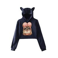 Women Pullover Casual Cat Print Long Sleeve Sweatshirt Hooded Sport Tops Shirts Blouse