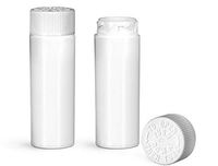 20 mm Plastic Vials, White Polypropylene Purse Pak Vials w/White Child Resistant Caps and Plug Liners (48/Pack) - Labels NOT Included