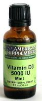 Vitamin D3 5000 Mint with MCT Oil No Chinese Ingredients American Supplements 1 oz Liquid