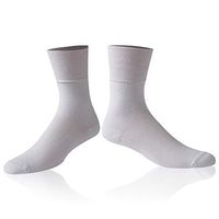 Facool Men's Women's Diabetic Socks, Circulatory Non-Binding Top Loose Top Casual Dress Crew Mid Calf Cotton Seamless Toe 1 Pairs XXL White …