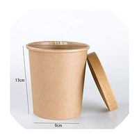 Cowhide Paper Packing Box Circle Soup Bowl Disposable Lunch Box Good Quality Thickening Paper Bowl With Lid,32oz About 1000ml