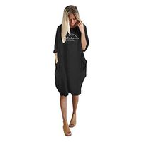 LISTHA Womens Pocket Loose Dress Crew Neck Casual Long Dresses Plus Size