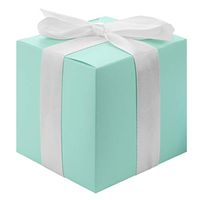 Andaz Press Gift Favor Tuck Boxes, Diamond Blue, 3 x 3 x 3 Cube Favor Box with Satin Ribbon Bulk 50-Pack, Party Favor Gift Box for Wedding Favors, Baby Shower, Graduation, Baptism, Bridal Shower