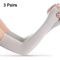 Arm Sleeves for Men Women - Silmy 3 Pairs UV Protection Cooling Arm Sleeves Sunblock Long Sun Sleeves Hands Arm Covers Long Sleeve for Cycling, Driving, Golf, Basketball & Outdoor Activity (Grey)