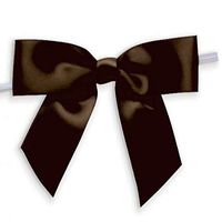 Weststone 50pcs Satin Brown Bows 3 1/2" Span x 2" Tail, Ribbon Width 1", Pre-Tied Bows or Self-Adhesive Bows
