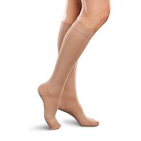 Ease Opaque Women's Knee High Support Stockings - Moderate (20 30mmHg) Graduated Compression Nylons (Sand, X-Large Petite)