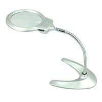 ZH Desktop Magnifying Glass with 2 LED Lights, Metal Hose Reading Magnifier 10X 20X 125mm Magnification Lens for Jewellers Miniature Engraving Sewing