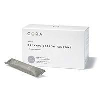 Cora Organic Cotton Tampons with BPA-Free Plastic Compact Applicator; Chlorine & Toxin Free - Regular (32)