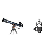 Celestron AstroMaster LT 60AZ Refractor No-Tool Setup Refracting Telescope, Blue (21073) with Basic Smartphone Adapter 1.25" Capture Your Discoveries