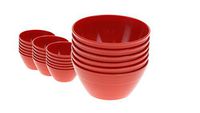 Handi-Ware Bulk Multi-Pack Melamine Blend 6" Wave Rim Round Bowls - Break-Resistant - Indoor/Outdoor Party Bowls - Large Gatherings - by Unity (24, Red)