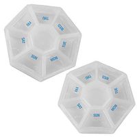 2-Pack 7-Sided Portable Pill Box Medicine Planner Small case (Seven Day Weekly Travel Container) Medication, Vitamin Holder Boxes Organizer Pillbox Dispenser Organizer, sorter and Reminder containers