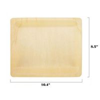 BambooMN Brand - 10.4" x 8.5" x 0.78" Disposable Wood Rectangle Plates/Dishes - 300 Pieces