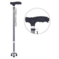 WW Old People Crutches with Lights Multifunction Aluminum Alloy Adjust The Retractable 3 Available Canes, Gray