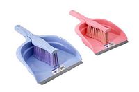 Uniware Flower Pattern Dustpan and Soft Bristle Hand Brush Set for Home and Office Cleaning, Made in Turkey (Pink)