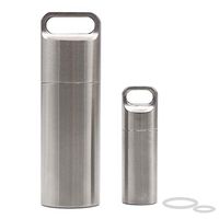 HRX Package Waterproof Stainless Steel Pill Case Keychain, Durable Small Pill Box Bottle Holder Tough for Men Purse Pocket Outdoor EDC Tool Kit
