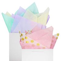 Tissue Gift Wrapping Paper 60 Sheets Metallic Gold Set Recyclable Bulk, 26” x 20”, for Art Craft Decoration, Birthday, Wedding, Baby Shower by BllalaLab (Pastel Color & Gold Polka Dots)