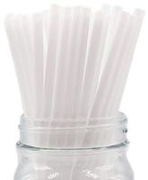 Made in USA Pack of 250 White Slim (7.75" X 0.21") Plastic Drinking Straws (FDA-approved, Non-toxic, BPA-free)