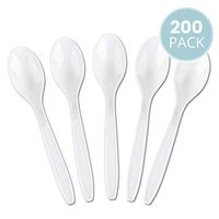 Plasticpro Disposable White Plastic Tea Spoons Heavyweight Utensils Pack of 200 Count