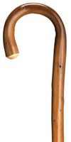Walking Cane - Men's crook handle, x-heavy genuine 1" natural chestnut wood, , 36" long w/rubber tip