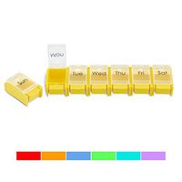 ZAXOP Pill Organizer Detachable Weekly Pill Box with Push Button 7 Day Pill Case Colourful(Yellow)