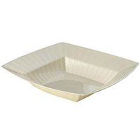 BalsaCircle 30 pcs 32 oz Ivory Striped Plastic Square Bowls - Disposable Wedding Party Catering Tableware