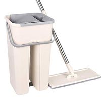 Flat Squeeze Mop Magic Automatic Mop & Bucket Hand Free Wringing Stainless Steel Mop Self Wet Cleaning System Dry Cleaning Microfiber Mop Avoid Hand Washing Microfiber Lazy Fellow Mop for Floor Clean