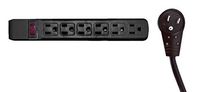10 pack, Surge Protector, Flat Rotating Plug, 6 Outlet, Horizontal Outlets, Plastic, Power Cord, 6 Feet - Black, CNE471032