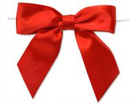 6ct. Pre-Tied RED 5" Satin Gift Bows Wire Ties Ready-to-Use 1-1/2" Ribbon