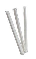Perfect Stix Concession Straight-Cut Giant Milkshake Straw, Paper Wrapped, 10" Length, Clear (Pack of 300)