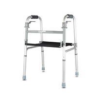 PIWYHOW Adjustable Disabled Aluminum Walker, Elderly Folding Walking Aid Health Care Products, Portable Detachable Oxford Cloth Cushions, Silver,NoWheel