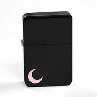 Matte Antique Style Metal Flip Top Lighter with Engraved Pink Moon - Refillable Windproof Pocket Lighter – Comes with Aluminum Gift Case & Empty Without Fluid – Size 5.63.81.2cm