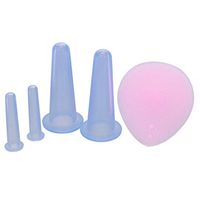 Heallily 5pcs Facial Cupping Set Facial Cupping Massage Kit Silicone Cupping Vacuum Cans with Cleaning Brush for Instantly Ageless Skin, Works for Fine Lines & Wrinkles, Improves Collagen (Blue)