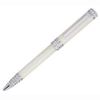 Ladies Diamond Design Gem Ballpoint Pen with Clear Oktant Crystals, Twist-Action, 5.50", Marble White, Boxed (21759-1BP)