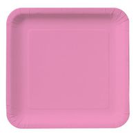 Creative Converting 18-Count Touch of Color Square Paper Dinner Plates, Candy Pink